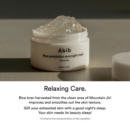 {Abib} - Rice Probiotics Overnight Mask Barrier Jelly (masque de nuit)